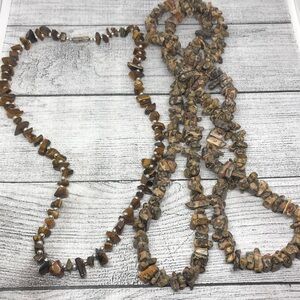 Bundle lot 2 natural stone beaded necklaces boho festival